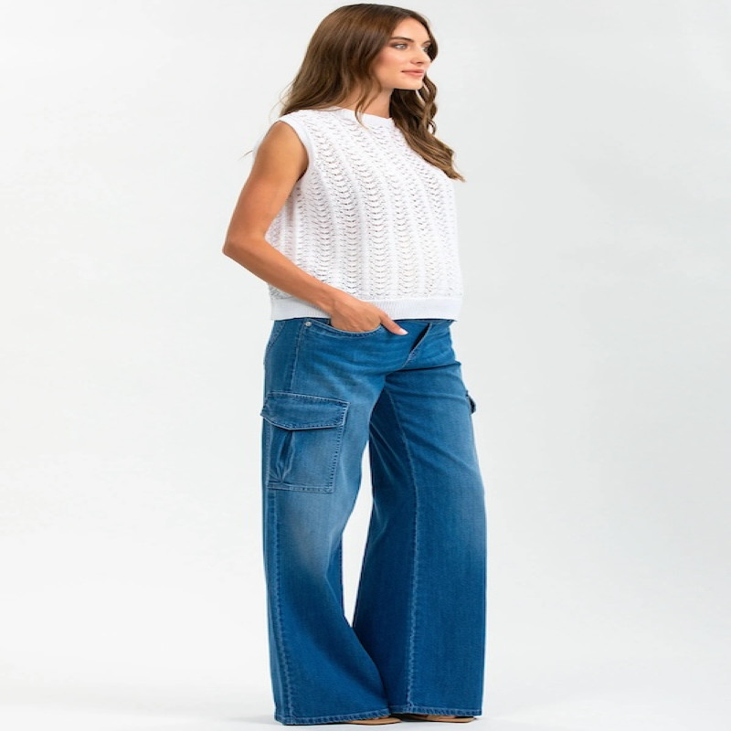 Made in Italy Wide Leg Maternity Jeans with Side Pockets